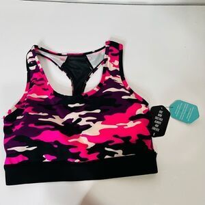 Rise by LuLaRoe Invincible Purple Pink Camouflage Mesh Racerback Sports Jog Bra